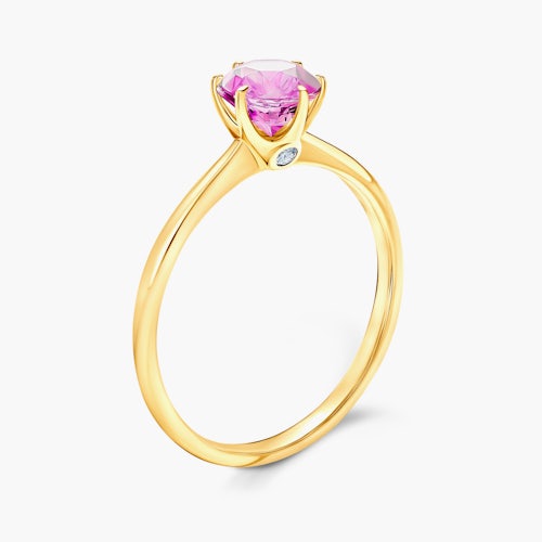 Pierścionek zaręczynowy The Journey: złoty, różowy szafir